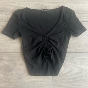 Black ruched crop top, Small